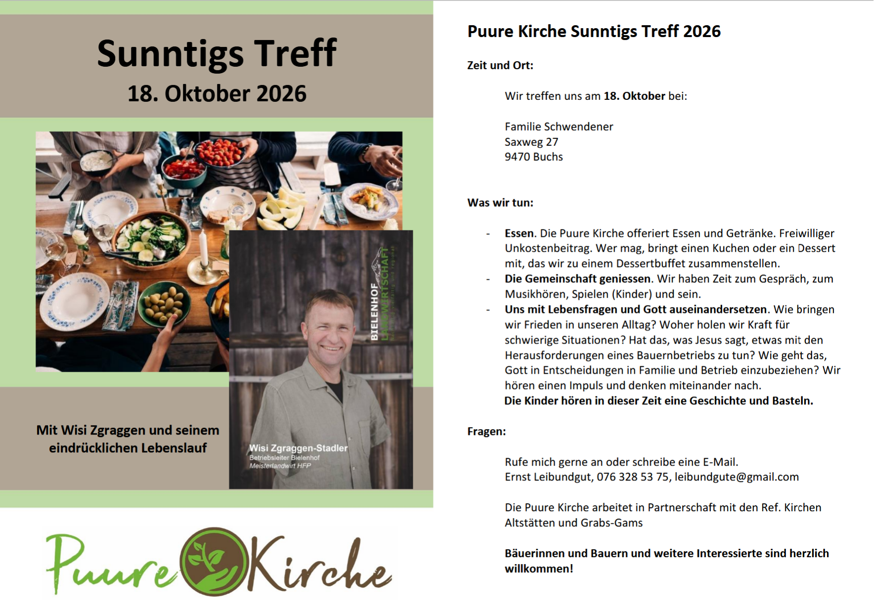 Flyer Sunntigs Treff 2026.4 Oktober mit Wisi